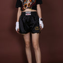 ANOTHERBOXER Boxing Shorts Muay Thai Sanda Martial Arts Ttraining Pants for Men and Women, Size: S(Black Gold Rim)