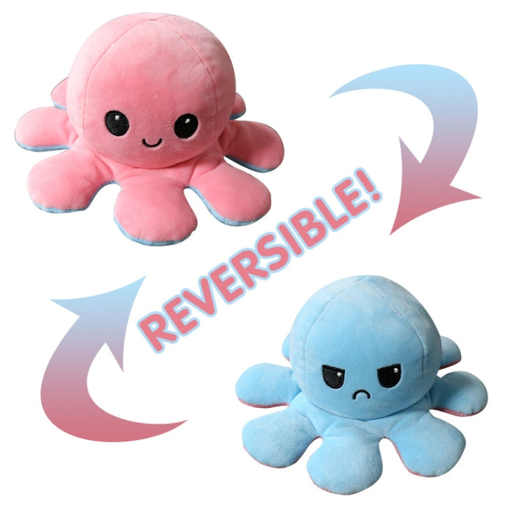 2 PCS Flipped Octopus Doll Double-Sided Flipping Doll Plush Toy( Light Pink + Light Blue)