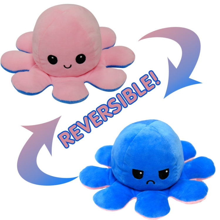 2 PCS Flipped Octopus Doll Double-Sided Flipping Doll Plush Toy( Light Pink + Dark Blue)