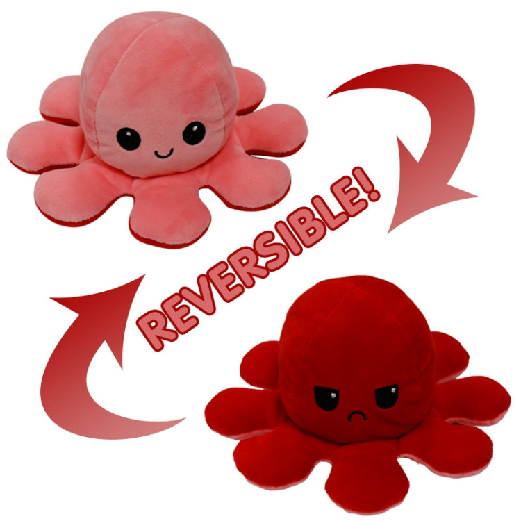 2 PCS Flipped Octopus Doll Double-Sided Flipping Doll Plush Toy( Light Pink + Rose Red)