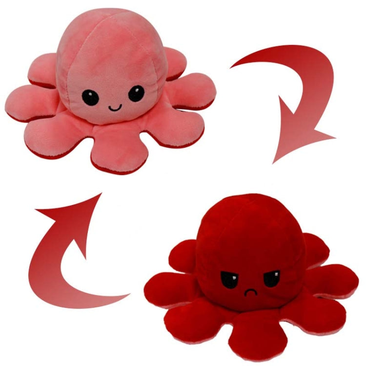 2 PCS Flipped Octopus Doll Double-Sided Flipping Doll Plush Toy( Light Pink + Rose Red)