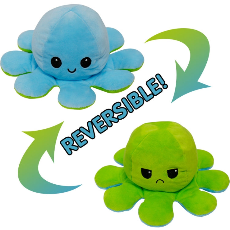 2 PCS Flipped Octopus Doll Double-Sided Flipping Doll Plush Toy(Light Blue + Green)