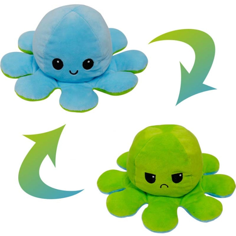 2 PCS Flipped Octopus Doll Double-Sided Flipping Doll Plush Toy(Light Blue + Green)