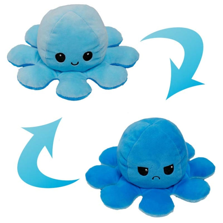 2 PCS Flipped Octopus Doll Double-Sided Flipping Doll Plush Toy( Light Blue + Dark Blue)