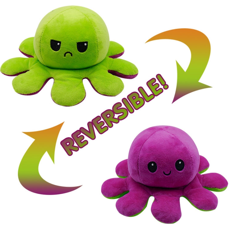 2 PCS Flipped Octopus Doll Double-Sided Flipping Doll Plush Toy(Purple+Green)