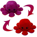 2 PCS Flipped Octopus Doll Double-Sided Flipping Doll Plush Toy(Purple+Rose Red)