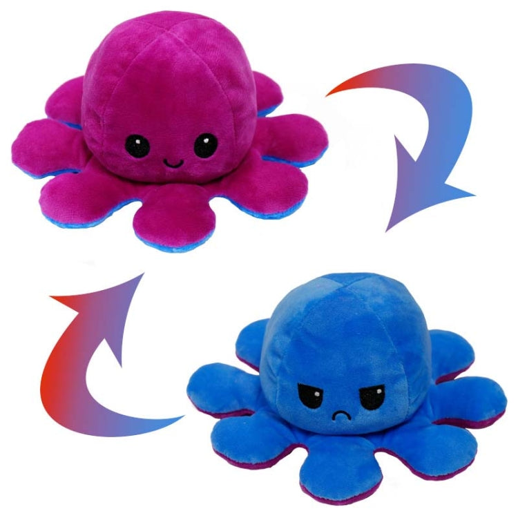 2 PCS Flipped Octopus Doll Double-Sided Flipping Doll Plush Toy( Purple+Blue)