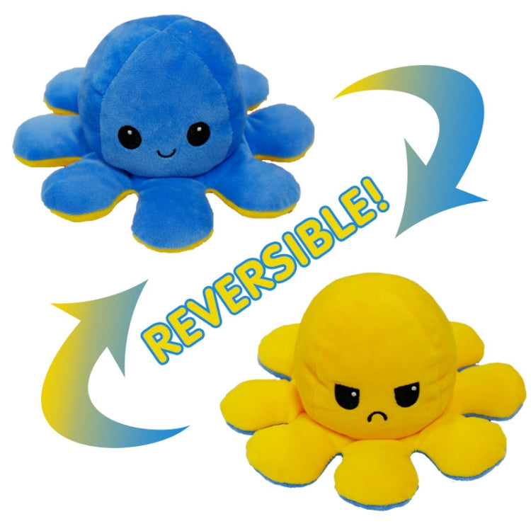 2 PCS Flipped Octopus Doll Double-Sided Flipping Doll Plush Toy(Yellow+Blue)