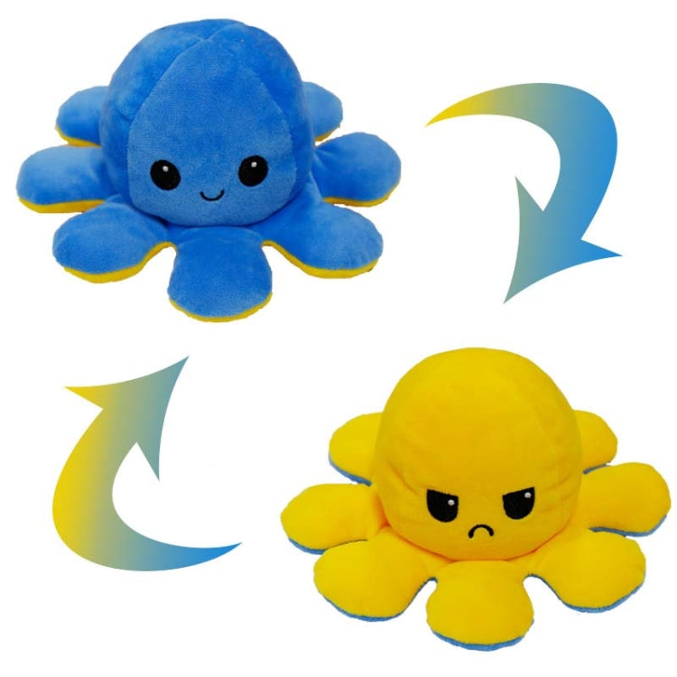 2 PCS Flipped Octopus Doll Double-Sided Flipping Doll Plush Toy(Yellow+Blue)