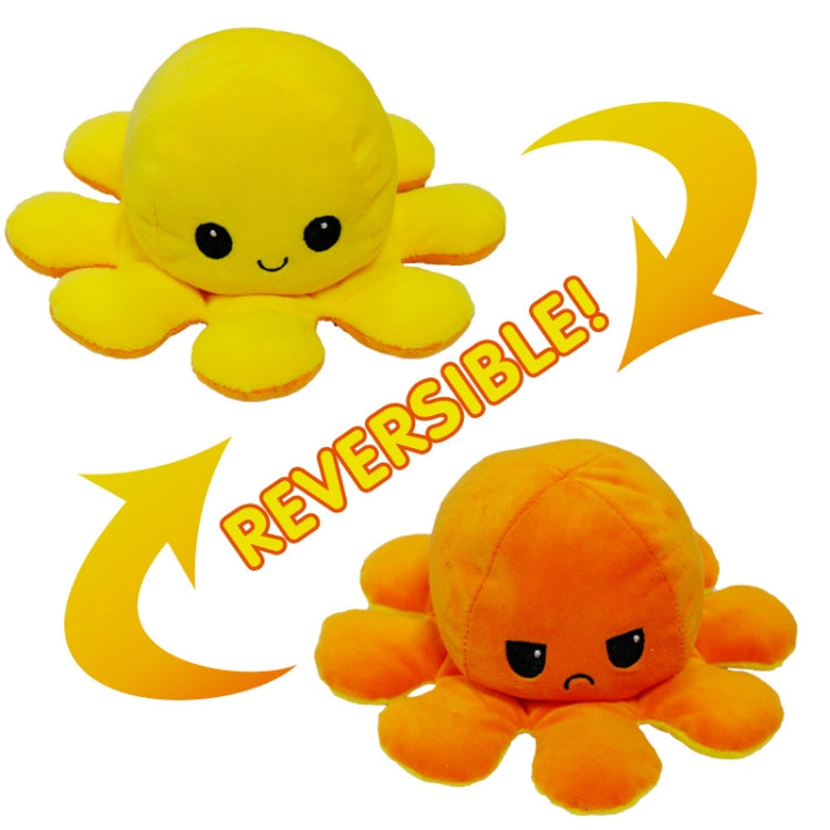 2 PCS Flipped Octopus Doll Double-Sided Flipping Doll Plush Toy(Yellow+Orange)