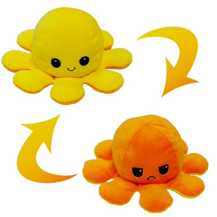 2 PCS Flipped Octopus Doll Double-Sided Flipping Doll Plush Toy(Yellow+Orange)