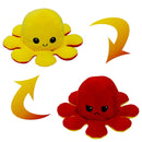 2 PCS Flipped Octopus Doll Double-Sided Flipping Doll Plush Toy( Yellow + Rose Red)