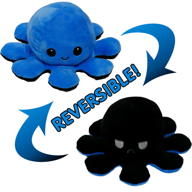 2 PCS Flipped Octopus Doll Double-Sided Flipping Doll Plush Toy( Blue + Black)