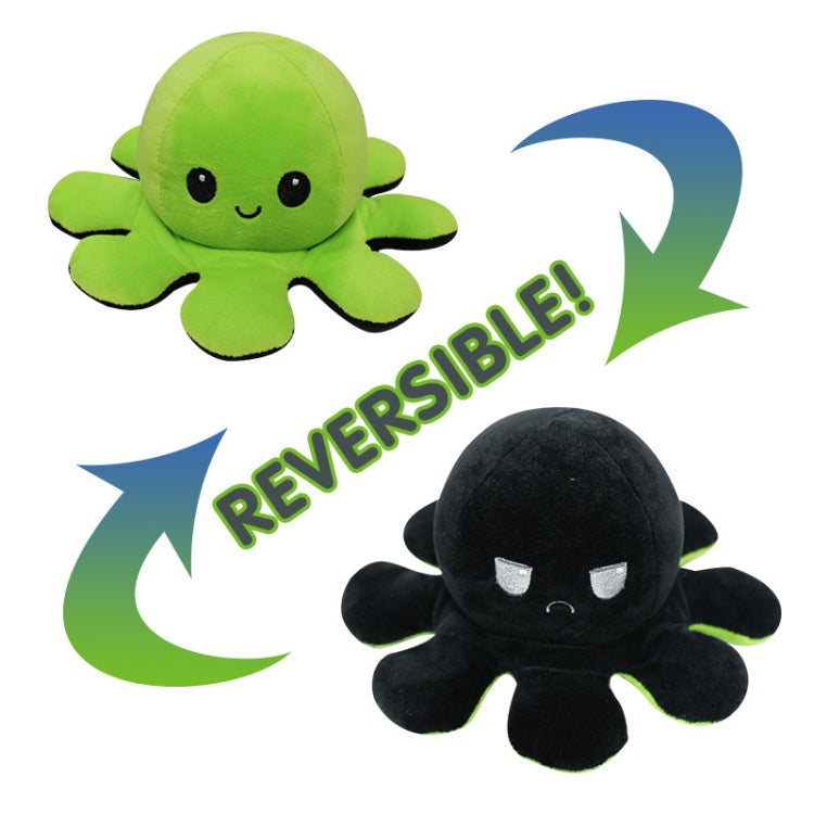 2 PCS Flipped Octopus Doll Double-Sided Flipping Doll Plush Toy( Green + Black)