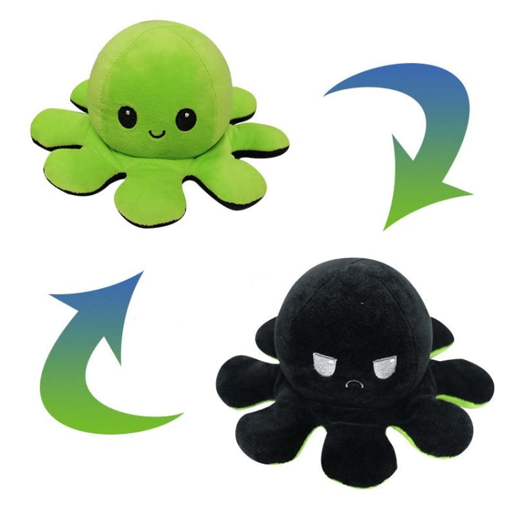 2 PCS Flipped Octopus Doll Double-Sided Flipping Doll Plush Toy( Green + Black)