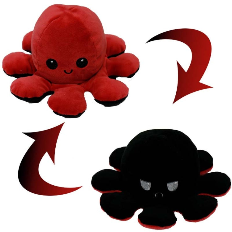 2 PCS Flipped Octopus Doll Double-Sided Flipping Doll Plush Toy(Claret+Black)