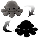 2 PCS Flipped Octopus Doll Double-Sided Flipping Doll Plush Toy(Gray + Black)