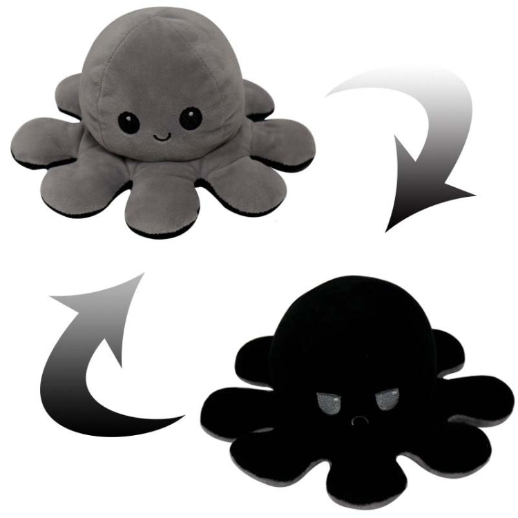 2 PCS Flipped Octopus Doll Double-Sided Flipping Doll Plush Toy(Gray + Black)