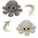 2 PCS Flipped Octopus Doll Double-Sided Flipping Doll Plush Toy(Gray + Beige)