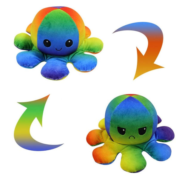 2 PCS Flipped Octopus Doll Double-Sided Flipping Doll Plush Toy(Color + Color)