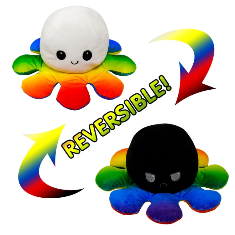 2 PCS Flipped Octopus Doll Double-Sided Flipping Doll Plush Toy(White Color + Black Color)