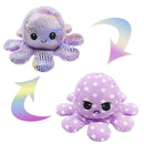2 PCS Flipped Octopus Doll Double-Sided Flipping Doll Plush Toy(Sequin Purple+Polka Dot Purple)