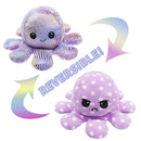2 PCS Flipped Octopus Doll Double-Sided Flipping Doll Plush Toy(Sequin Purple+Polka Dot Purple)
