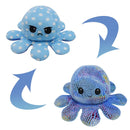 2 PCS Flipped Octopus Doll Double-Sided Flipping Doll Plush Toy( Sequin Blue + Polka Dot Blue)