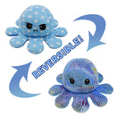 2 PCS Flipped Octopus Doll Double-Sided Flipping Doll Plush Toy( Sequin Blue + Polka Dot Blue)