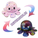 2 PCS Flipped Octopus Doll Double-Sided Flipping Doll Plush Toy(Sequined Black + Star Pink)