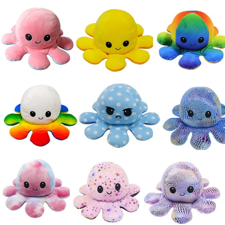 2 PCS Flipped Octopus Doll Double-Sided Flipping Doll Plush Toy(Purple+Rose Red)