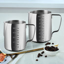 600ml 304 Stainless Steel Pointed Mouth Etched Cup Graduated Measuring Cup Milk Foam Cup Coffee Pot