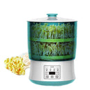 RONGWEI Bean Sprouts Machine Household Automatic Large-Capacity Bean Sprouts Barrel, CN Plug, Style:Double Layer+Double Plate+3m Cable