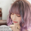 Women Wigs Gradient Realistic Corn Perm Short Curly Hair(Haze Purple Gradient 33cm)