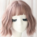 Wig Female Corn Perm Short Curly Hair Simulation Chemical Fiber Wig Headgear(Thin Rattan 25CM)