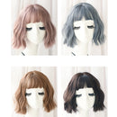 Wig Female Corn Perm Short Curly Hair Simulation Chemical Fiber Wig Headgear(Thin Rattan 25CM)