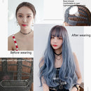 Wigs Long Curly Hair Women Thin And Light Texture Headgear Air Bangs Simulation Big Scalp Hair Cover, Colour: Cool Brown 68CM