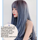 Wigs Long Curly Hair Women Thin And Light Texture Headgear Air Bangs Simulation Big Scalp Hair Cover, Colour: Brown Black 68CM