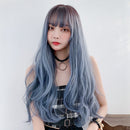 Wigs Long Curly Hair Women Thin And Light Texture Headgear Air Bangs Simulation Big Scalp Hair Cover, Colour: Brown Black 68CM