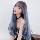 Wigs Long Curly Hair Women Thin And Light Texture Headgear Air Bangs Simulation Big Scalp Hair Cover, Colour: Brown Black 68CM