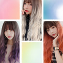 Gradient Long Curly Hair Big Wave Chemical Fiber Simulation Hair Women Bangs Full Top Hair Cover(Haze Purple Gradient 68CM)
