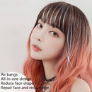Gradient Long Curly Hair Big Wave Chemical Fiber Simulation Hair Women Bangs Full Top Hair Cover(Coral Orange Gradient 68CM)