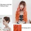 Gradient Long Curly Hair Big Wave Chemical Fiber Simulation Hair Women Bangs Full Top Hair Cover(Haze Purple Gradient 68CM)