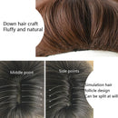Wig Female Short Hair Bobo Student Head Round Face Full Top Headgear Natural Gradient Color Internal Buckle Straight Hair(Gradient Haze Blue 30CM)