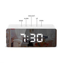 LED Mirror Alarm Clock Digital Snooze Table Clock Electronic Time Temperature Large Display with Wake Up Light White Light