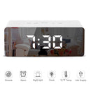 LED Mirror Alarm Clock Digital Snooze Table Clock Electronic Time Temperature Large Display with Wake Up Light White Light