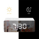 LED Mirror Alarm Clock Digital Snooze Table Clock Electronic Time Temperature Large Display with Wake Up Light White Light