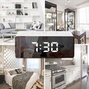 LED Mirror Alarm Clock Digital Snooze Table Clock Electronic Time Temperature Large Display with Wake Up Light White Light