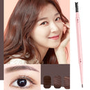 4 PCS Kemelo Double-Headed Automatic Rotating Eyebrow Pencil Waterproof Sweat-Proof Non-Fading Thin Core Eyebrow Pencil(01 Temperament Brown)