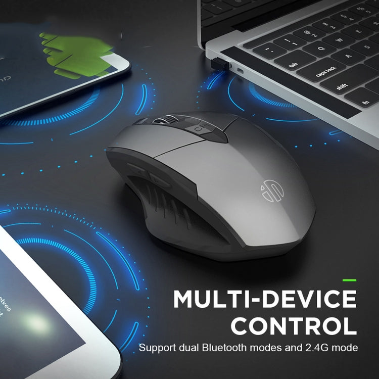 Inphic PM6 6 Keys 1000/1200/1600 DPI Home Gaming Wireless Mechanical Mouse, Colour: Gray Wireless Charging Silent Version